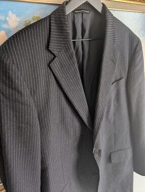 Coppley Pinstripe Wool Blazer - Black with Gray Stripes